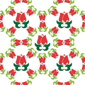 Floral pattern Tatar Native Ornamental border with tulips. Culture of the T.. Stock Illustration