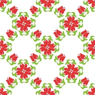 Floral pattern Tatar Native Ornamental border with tulips. Culture of the T.. イラスト素材