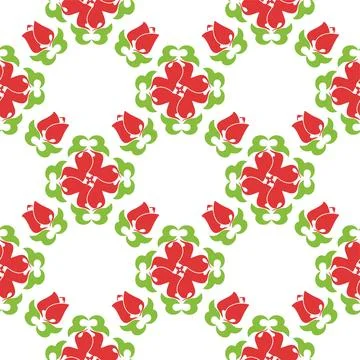 Floral pattern Tatar Native Ornamental border with tulips. Culture of the T.. イラスト素材