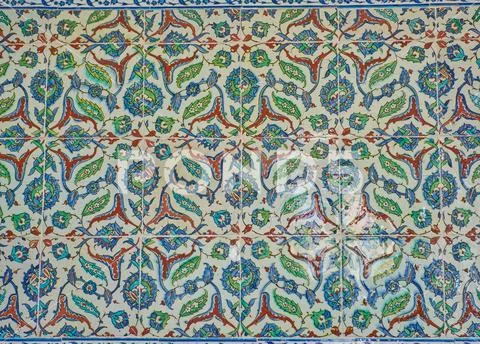 Floral pattern on tiles Stock Photos