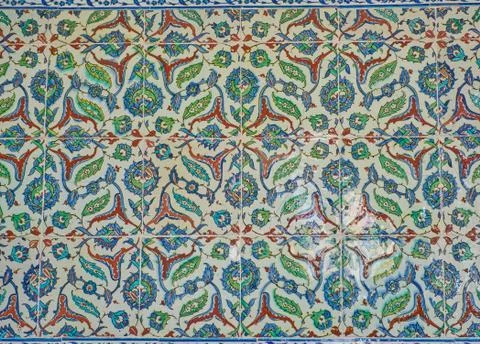 Floral pattern on tiles Stock Photos