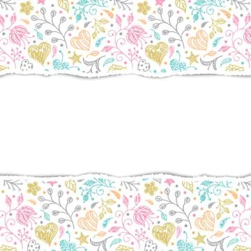 Floral pattern with torn paper Stock-Illustration
