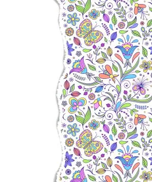 Floral pattern with torn paper Stock Illustration