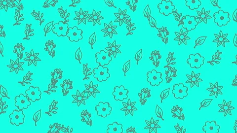 Floral pattern on turquoise background  suitable for use in digital design proje Video stock 325026623
