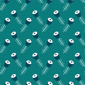 Floral pattern on turquoise Illustrazione stock