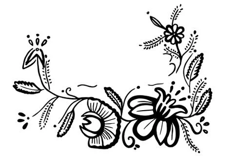Floral pattern. Vector ornamental decorative elements from flower and leaf. 스톡 일러스트