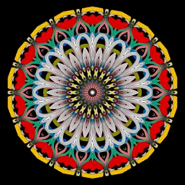 Floral pattern. Vector ornamental round line art mandala background. Flower.  Illustrazione stock