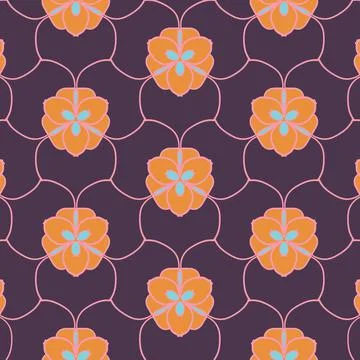 Floral pattern, vintage geometric pattern. Retro style and Aesthetic. イラスト素材