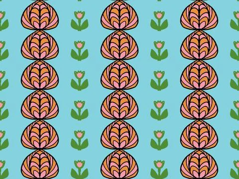 Floral pattern, vintage geometric pattern. Retro style and Aesthetic. イラスト素材