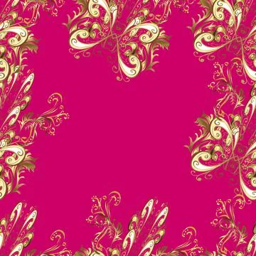 Floral pattern. Wallpaper baroque, damask. Seamless background. Golden elements Illustrazione stock