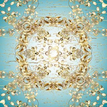 Floral pattern. Wallpaper baroque, damask. Seamless vector background. Golden el 스톡 일러스트
