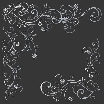 Floral pattern white black Stock Illustration