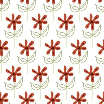 Floral pattern on white seamless pattern for design, simple cute flower, vect Stock Illustration