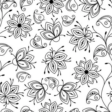 Floral pattern. Wildflowers. Seamless pattern on a white isolated background Stock Illustration