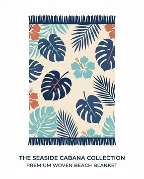 Floral pattern woven beach blanket Stock Illustration