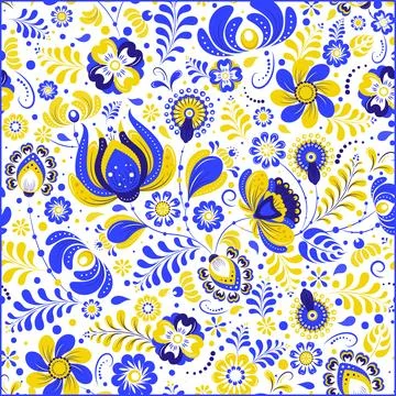 Floral pattern. yellow and blue colors of Ukraine vector illustration Stock Illustration