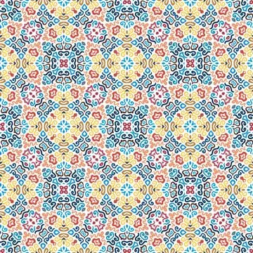 Floral Pattern Yellow Blue Weave Elements Stock Illustration