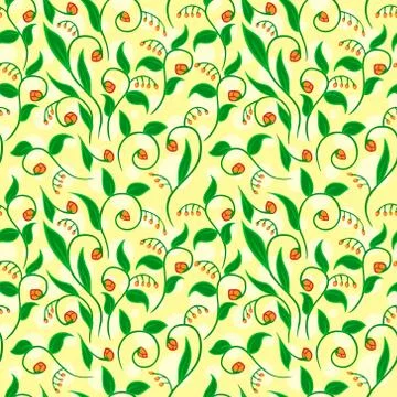 Floral Pattern With Yellow Dots Stock Illustration