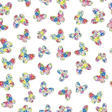Floral patterned butterflies seamless pattern Stock Illustration