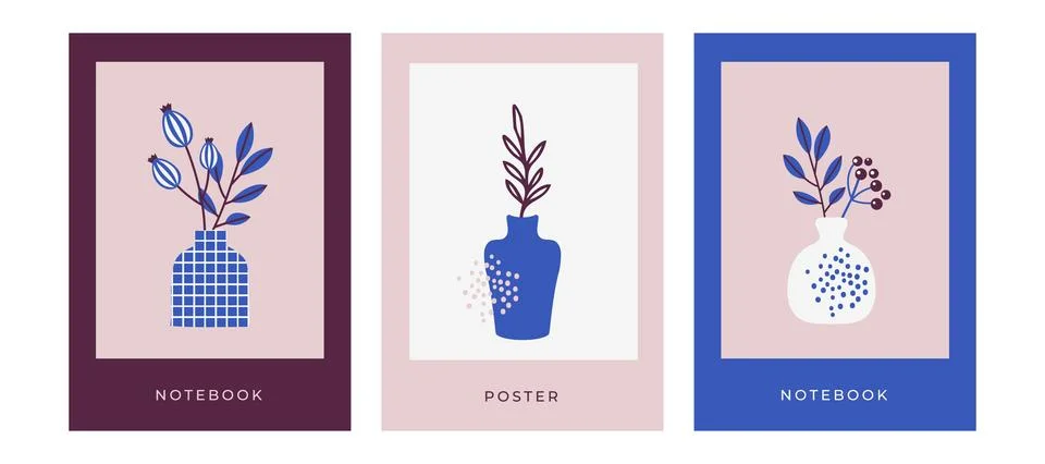 Floral patterned covers for notebook, calendar, journal or sketchbook. Botani Stock Illustration