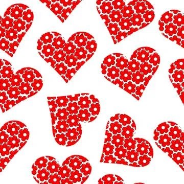 Floral patterned heart seamless background Stock Illustration