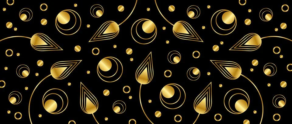 Floral patterns with leaves. Elegant gradient gold flowers and leaf pattern  Stock Illustration