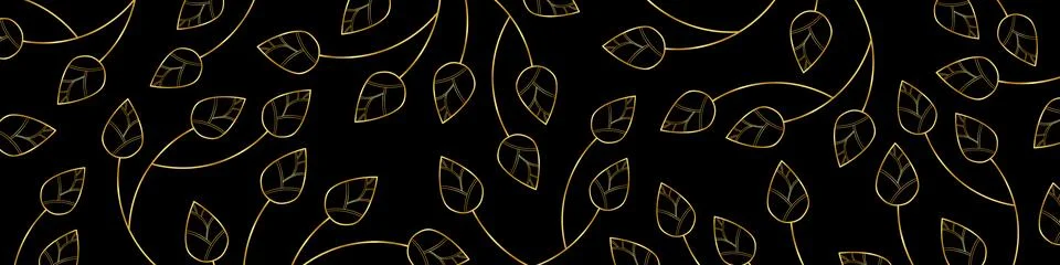 Floral patterns with leaves. Elegant gradient gold flowers and leaf pattern  Illustrazione stock