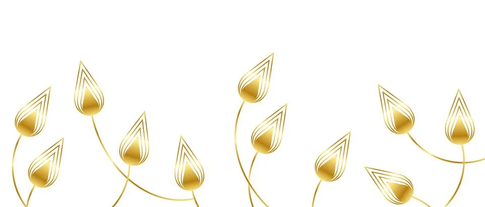 Floral patterns with leaves. Elegant gradient gold flowers and leaf pattern  Illustrazione stock