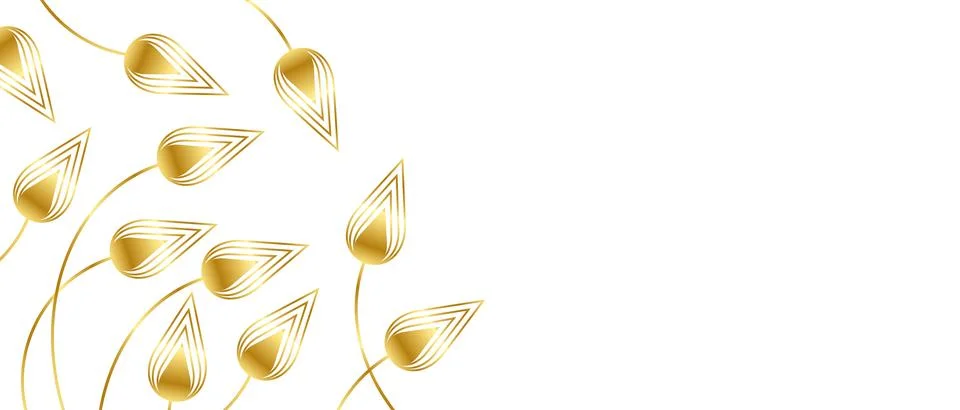 Floral patterns with leaves. Elegant gradient gold flowers and leaf pattern  Illustrazione stock