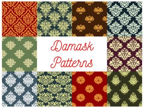 Floral patterns of seamless Damask flower tracery 스톡 일러스트
