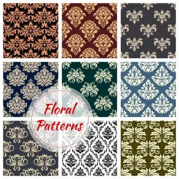 Floral patterns set of flowery ornate design 스톡 일러스트