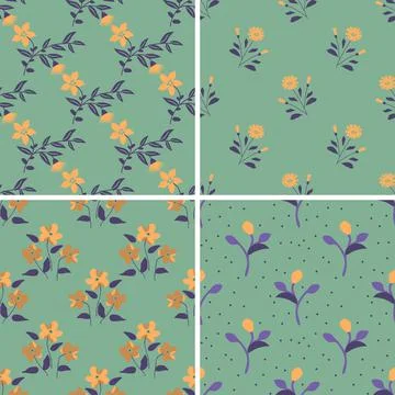 Floral patterns set Stock Illustration