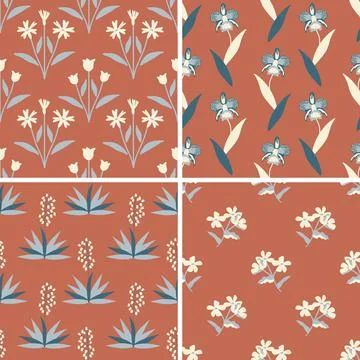 Floral patterns set Stock Illustration