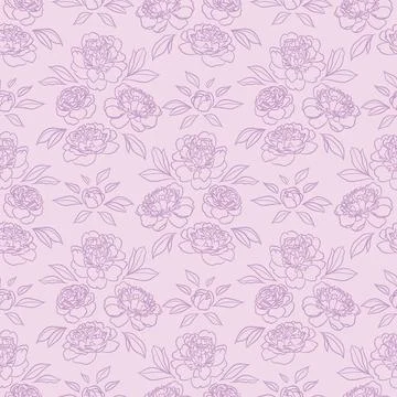 Floral peony repeat pattern vector background purple 스톡 일러스트