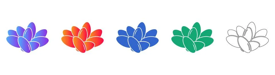 Floral Petal Shape Vector Element Set icon set Stock Illustration