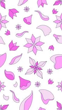 Floral petals vertical seamless pattern illustration 스톡 일러스트