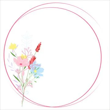 Floral Pink Ring Frame. Stock Illustration