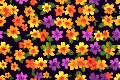 Floral pixel seamless pattern texture background Stock Illustration