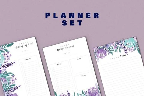 Floral Planner Set Stock Illustration