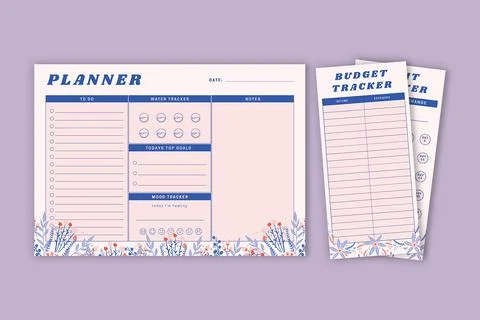 Floral Planner Set Stock Illustration