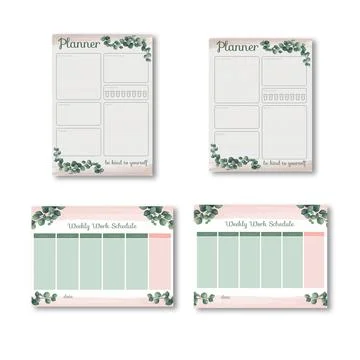 Floral Planner Set Illustrazione stock