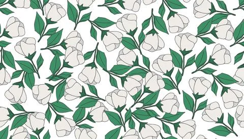 Floral plant seamless background. Vector Stock Illustration