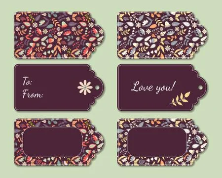 Floral present tags Stock Illustration