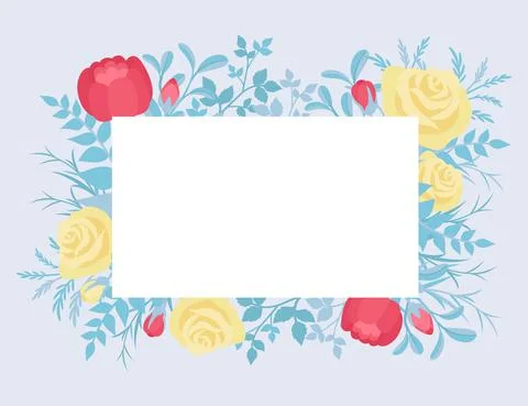 Floral rectangular frame, beautiful flower design Stock Illustration