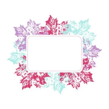 Floral rectangular frame with colorul leaves decoration. Arrangement for card Stock Illustration