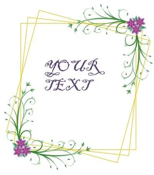 Floral rectangular frame with flowers and leaves Stock Illustration