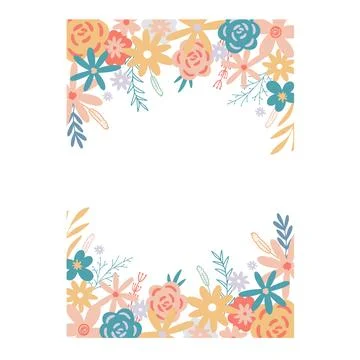 Floral rectangular rustic frame イラスト素材