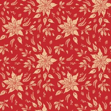 Floral red holiday pattern Stock Illustration