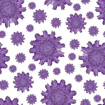 Floral Repeat Pattern. Violet Flower on White Background. Stock Illustration