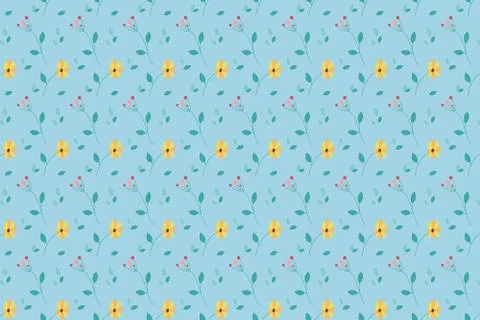 Floral repeating pattern. Summer floral blue background. Illustrazione stock